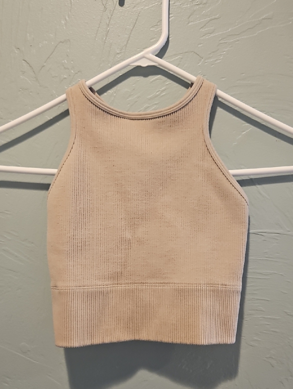 Gilly Hicks Ribbed High-Neck Crop Tank - Beige